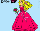 Dibujo Barbie vestida de novia pintado por miniee