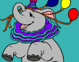Dibujo Elefante con 3 globos pintado por barbarafruto