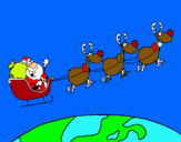 Dibujo Papa Noel repartiendo regalos 3 pintado por senda12guapa