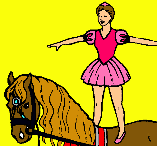 Dibujo Trapecista encima de caballo pintado por Peque18