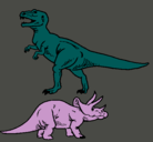 Dibujo Triceratops y tiranosaurios rex pintado por DAMIAN8