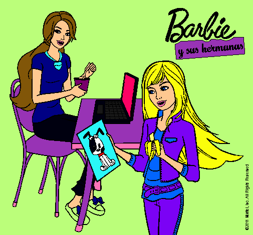 Barbie y su hermana merendando