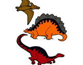 Dibujo Tres clases de dinosaurios pintado por acuario123