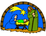 Dibujo Pesebre de navidad pintado por cristobalina