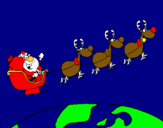 Dibujo Papa Noel repartiendo regalos 3 pintado por Kevin_axel