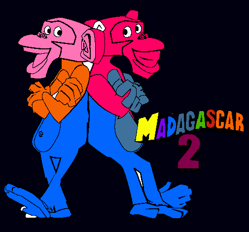 Dibujo Madagascar 2 Manson y Phil 2 pintado por anthony3
