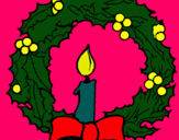 Dibujo Corona de navidad y una vela pintado por paopao