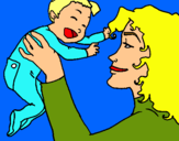 Dibujo Madre con su bebe pintado por malilla