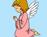 Dibujo Ángel orando pintado por nube