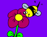 Dibujo Abeja y flor pintado por yormin