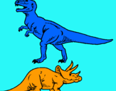 Dibujo Triceratops y tiranosaurios rex pintado por eduarw