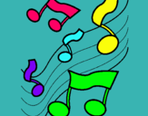 Dibujo Notas en la escala musical pintado por morado