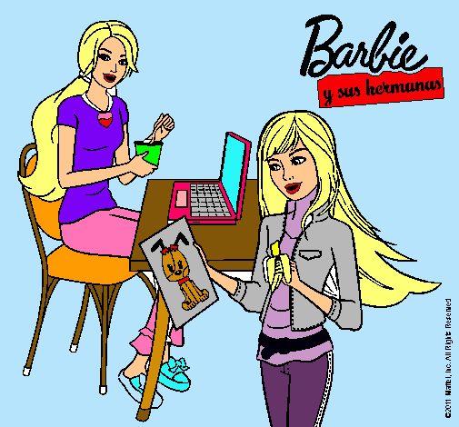 Barbie y su hermana merendando