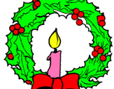Dibujo Corona de navidad y una vela pintado por palomitax