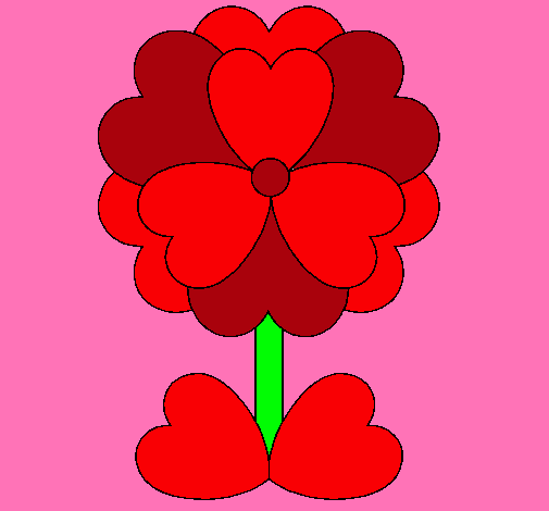 Dibujo Flor de corazones pintado por Peque18