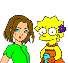 Dibujo Sakura y Lisa pintado por Blackwolf