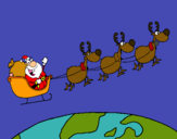 Dibujo Papa Noel repartiendo regalos 3 pintado por papanoel