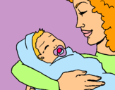 Dibujo Madre con su bebe II pintado por aerenlove