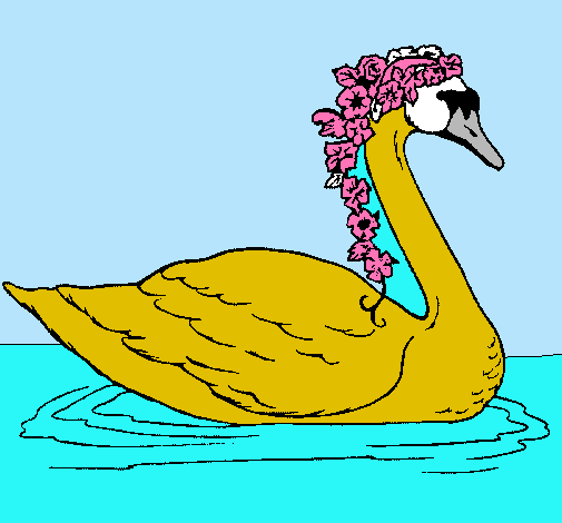 Cisne con flores