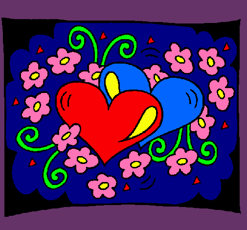 Dibujo Corazones y flores pintado por corazonn