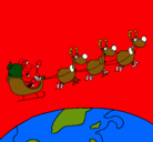 Dibujo Papa Noel repartiendo regalos 3 pintado por carlabw