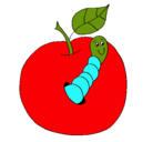 Dibujo Manzana con gusano pintado por NKBJJGUHBJGK
