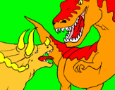 Dibujo Lucha de dinosaurios pintado por jyugrdfsddf 