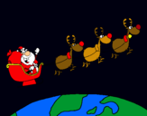 Dibujo Papa Noel repartiendo regalos 3 pintado por dav14