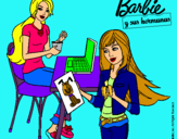 Dibujo Barbie y su hermana merendando pintado por martuxy