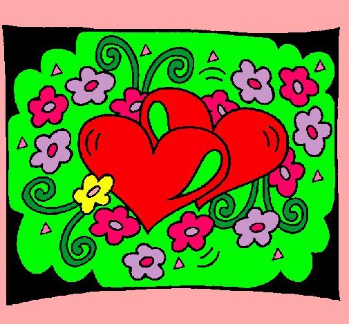Dibujo Corazones y flores pintado por Peque18