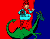 Dibujo Caballero San Jorge y el dragon pintado por JavierAMG