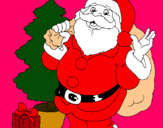 Dibujo Santa Claus y un árbol de navidad pintado por amey