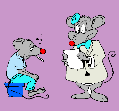 Dibujo Doctor y paciente ratón pintado por lupit
