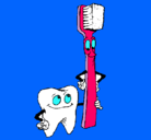 Dibujo Muela y cepillo de dientes pintado por sha_morena