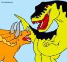 Dibujo Lucha de dinosaurios pintado por axel07