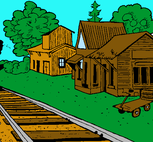 Dibujo Estación de tren pintado por Valerina