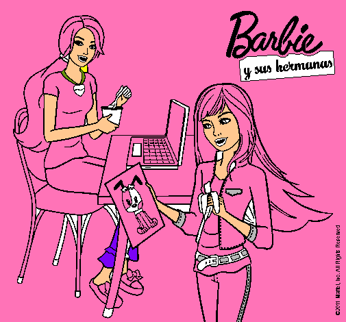 Barbie y su hermana merendando