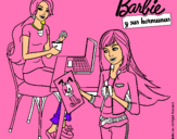 Dibujo Barbie y su hermana merendando pintado por barbielegust