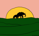 Dibujo Elefante en el amanecer pintado por gfyujftguj