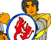 Dibujo Caballero con escudo de león pintado por kend