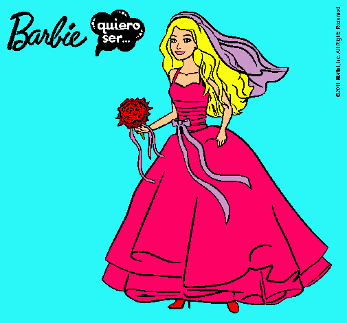 Dibujo Barbie vestida de novia pintado por Chechy
