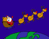 Dibujo Papa Noel repartiendo regalos 3 pintado por parangua6