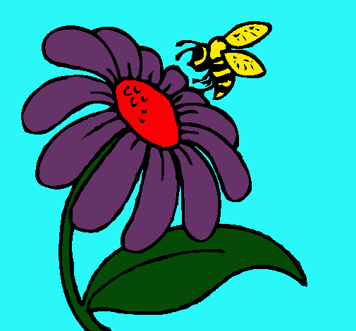 Dibujo Margarita con abeja pintado por amey