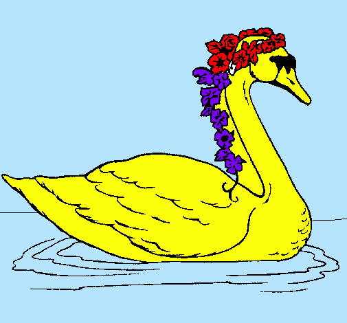 Cisne con flores