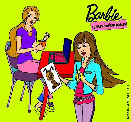 Barbie y su hermana merendando