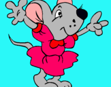 Dibujo Rata con vestido pintado por rivel