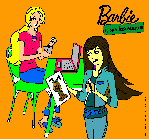 Barbie y su hermana merendando