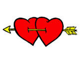 Dibujo Dos corazones con una flecha pintado por jeimy