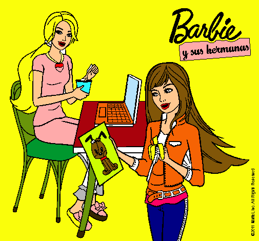 Barbie y su hermana merendando