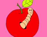 Dibujo Manzana con gusano pintado por Carmennnn